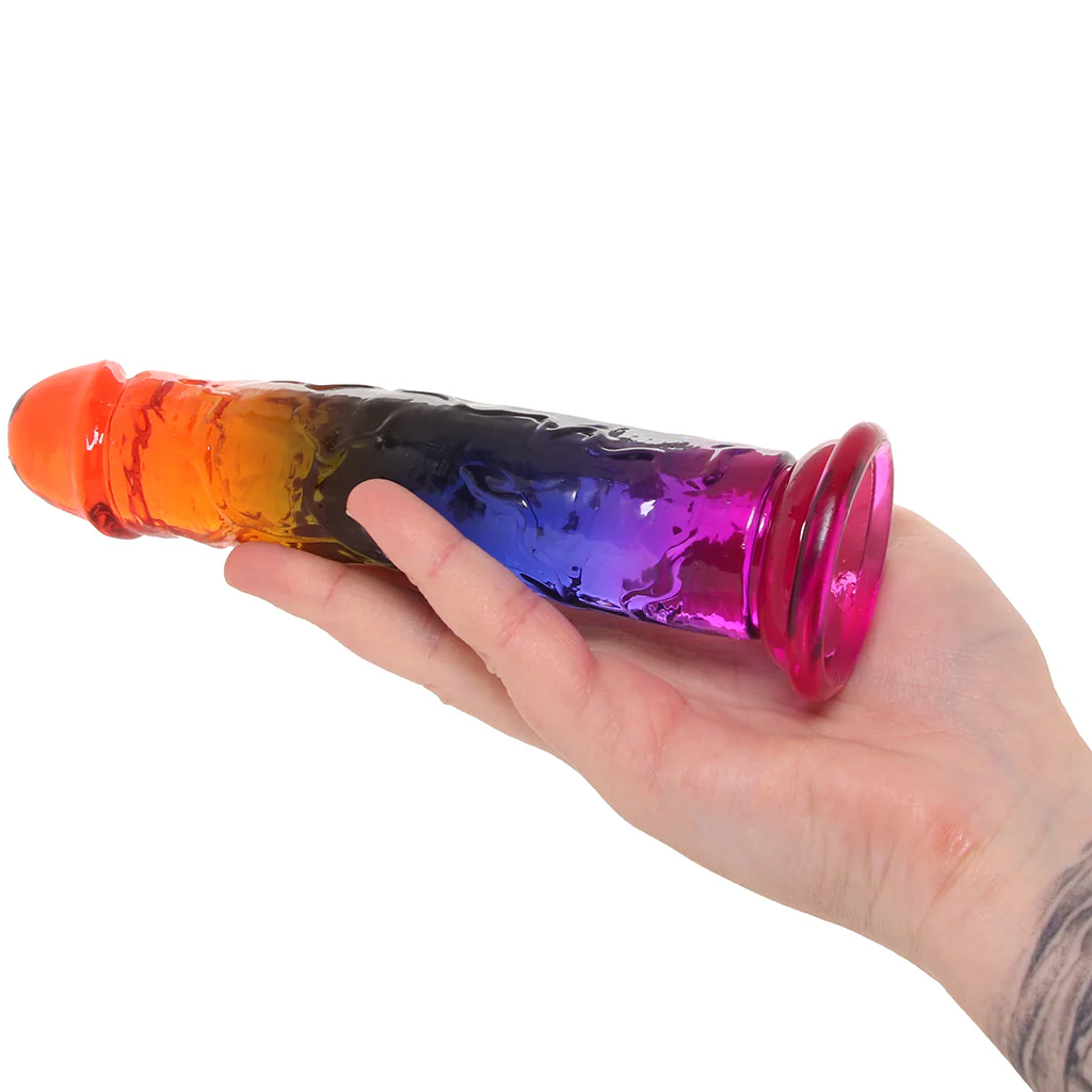 Crystal Jellies 7 Inch Classic Dildo in Rainbow - Image 4