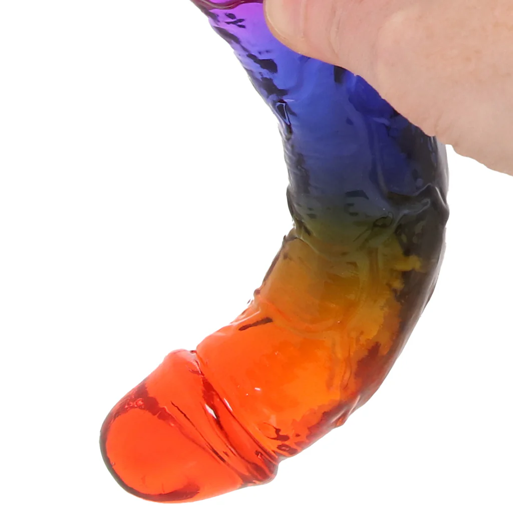 Crystal Jellies 7 Inch Classic Dildo in Rainbow - Image 8