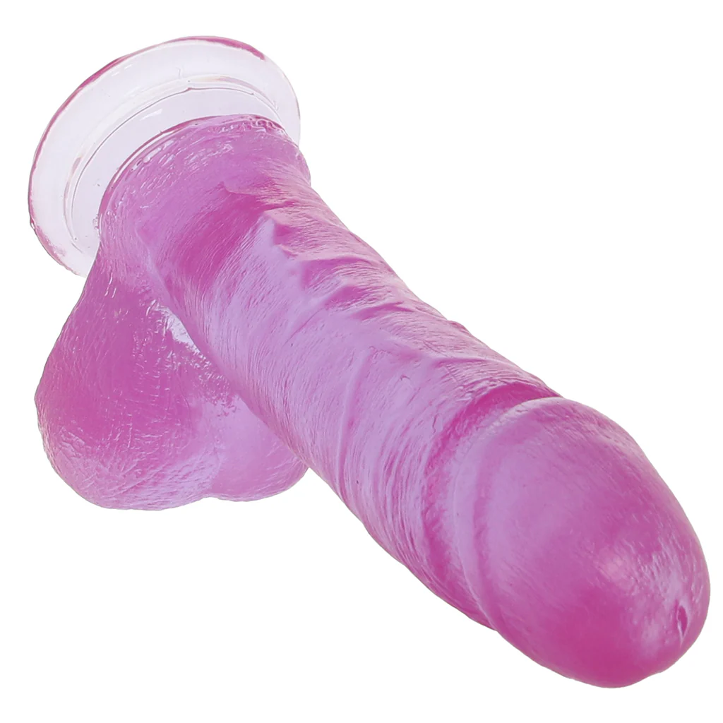 Crystal Jellies 7 Inch Realistic Cock with Balls in Purple - Image 2