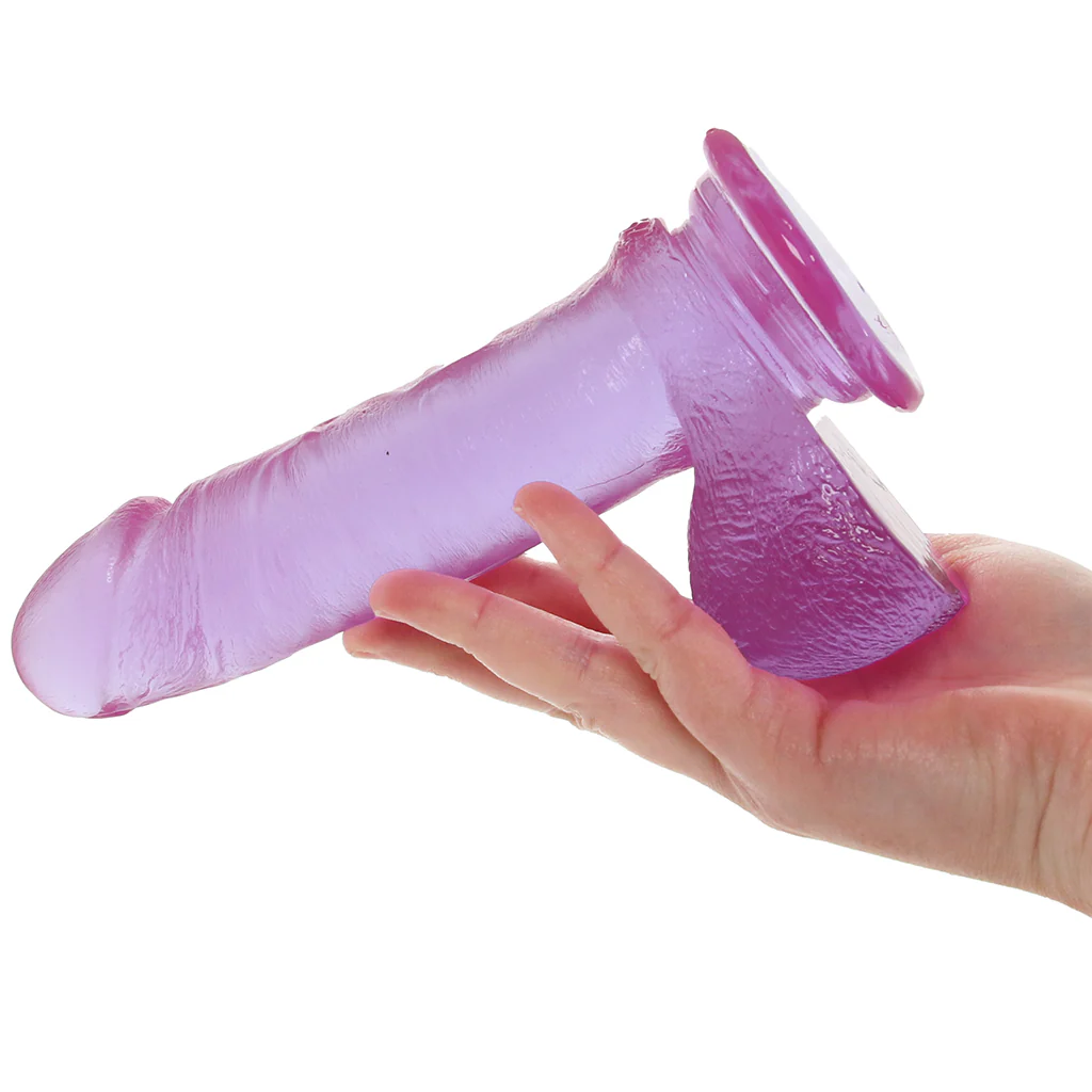 Crystal Jellies 7 Inch Realistic Cock with Balls in Purple - Image 4