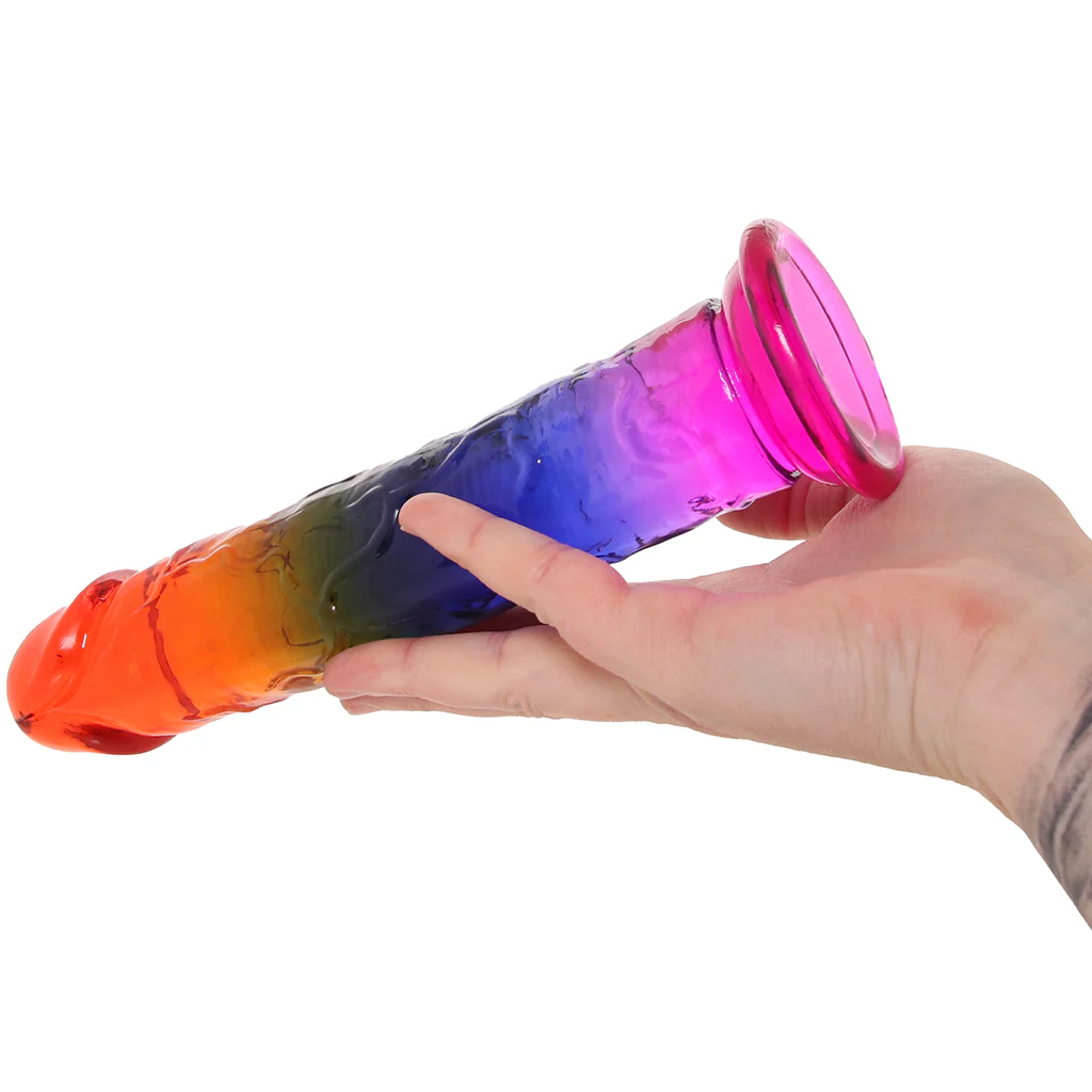 Crystal Jellies 8.5 Inch Classic Dildo in Rainbow - Image 4