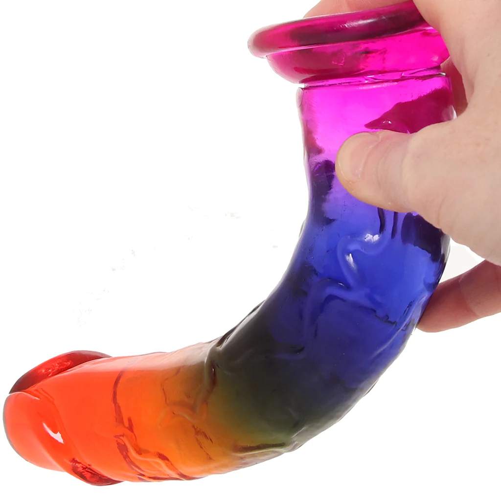 Crystal Jellies 8.5 Inch Classic Dildo in Rainbow - Image 8