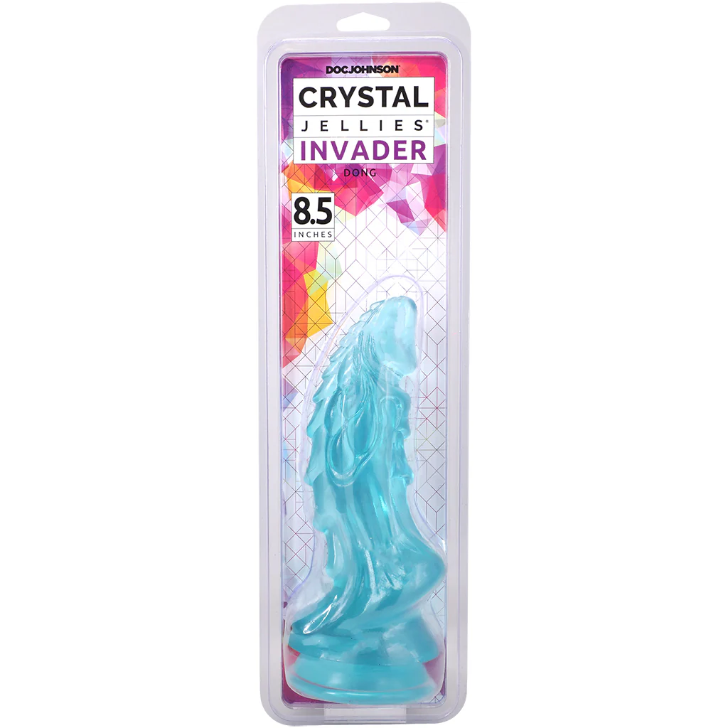Crystal Jellies 8.5 Inch Invader Dildo in Teal - Image 9