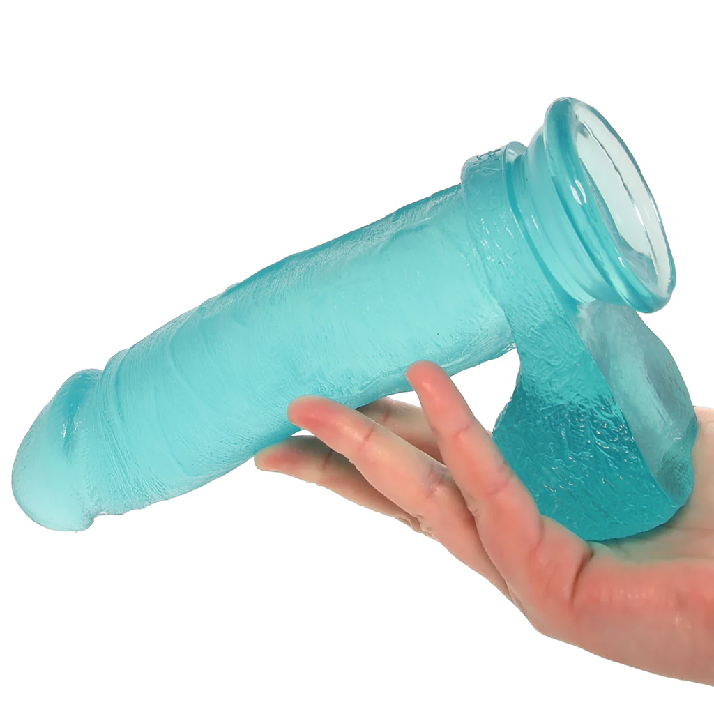 Crystal Jellies 8 Inch Realistic Cock with Balls in Teal - Image 4