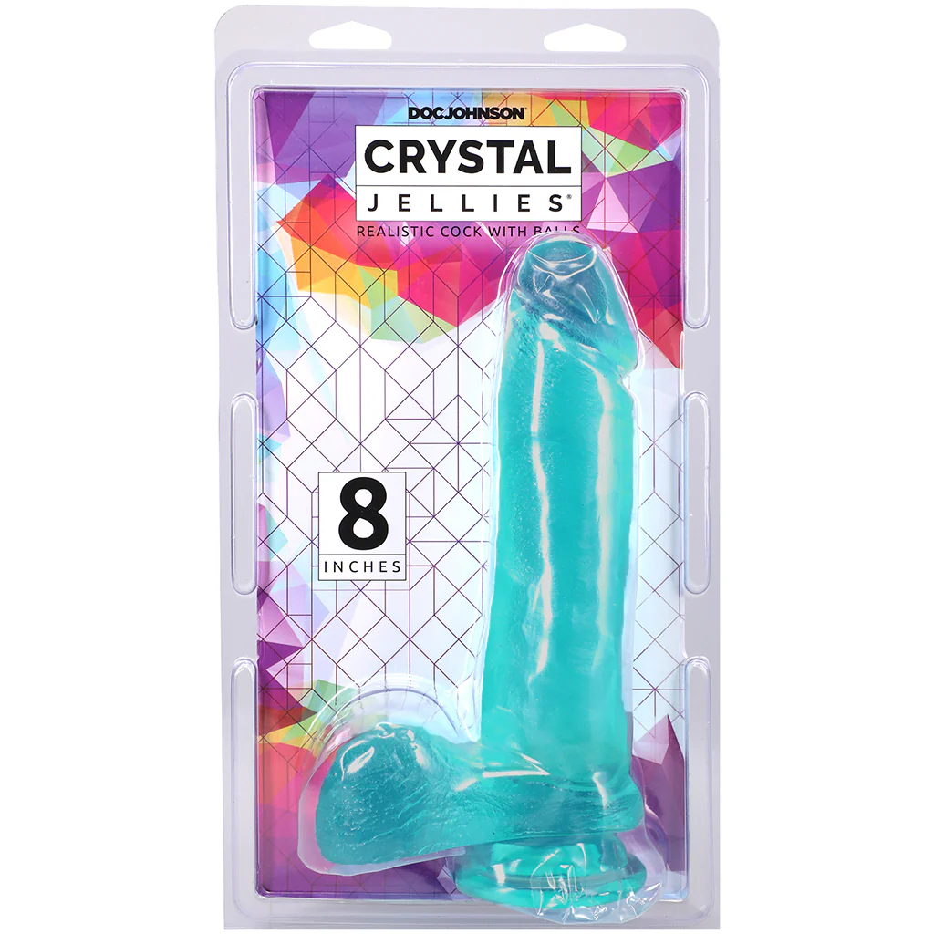 Crystal Jellies 8 Inch Realistic Cock with Balls in Teal - Image 9