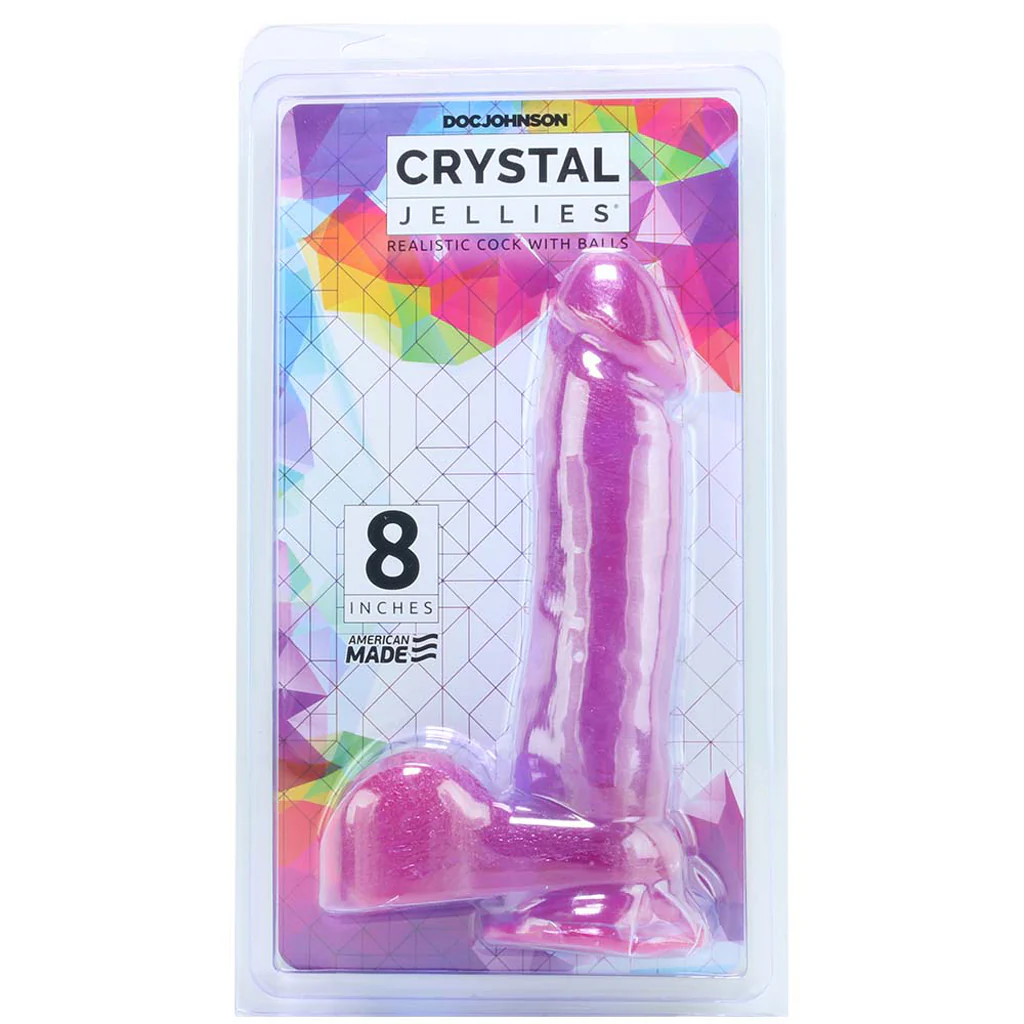 Crystal Jellies 8 Inch Realistic Ballsy Cock in Purple - Image 6