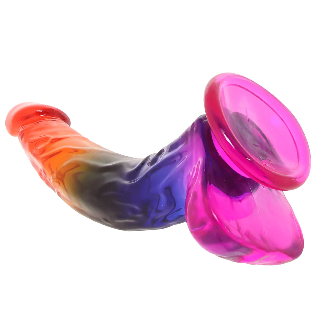 Crystal Jellies 9.5 Inch Cock & Balls Dildo in Rainbow - Image 5