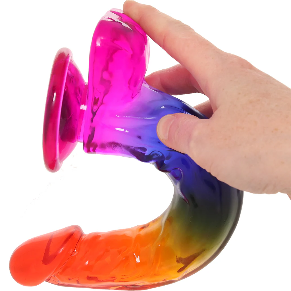 Crystal Jellies 9.5 Inch Cock & Balls Dildo in Rainbow - Image 7