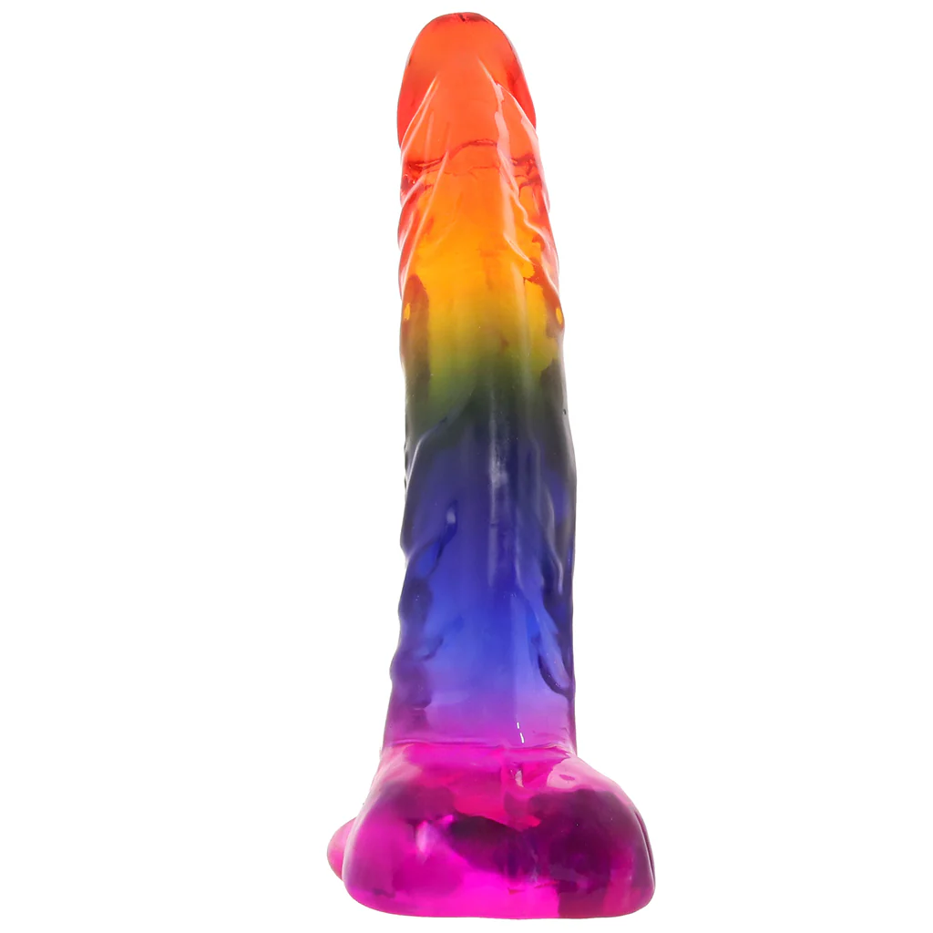 Crystal Jellies 9.5 Inch Cock & Balls Dildo in Rainbow - Image 8