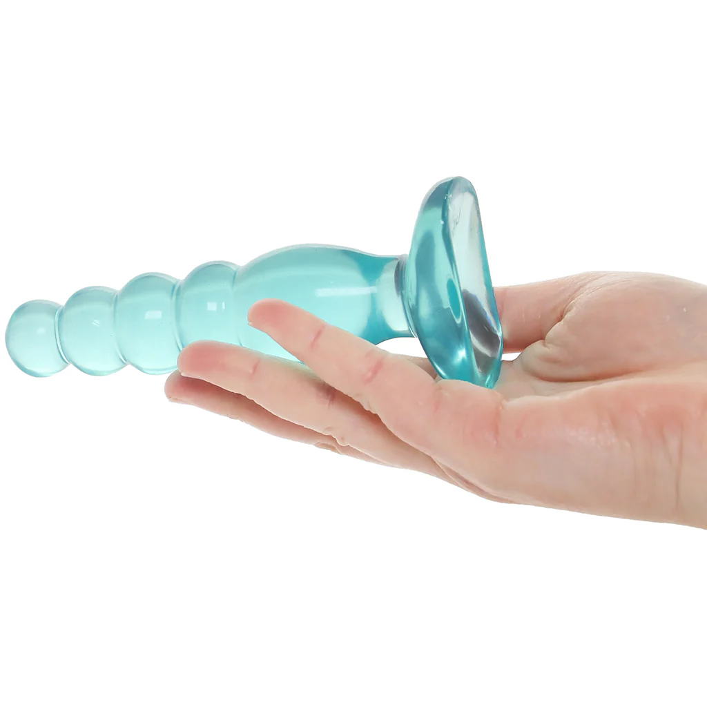 Crystal Jellies Beaded Anal Delight Dildo in Teal - Image 4