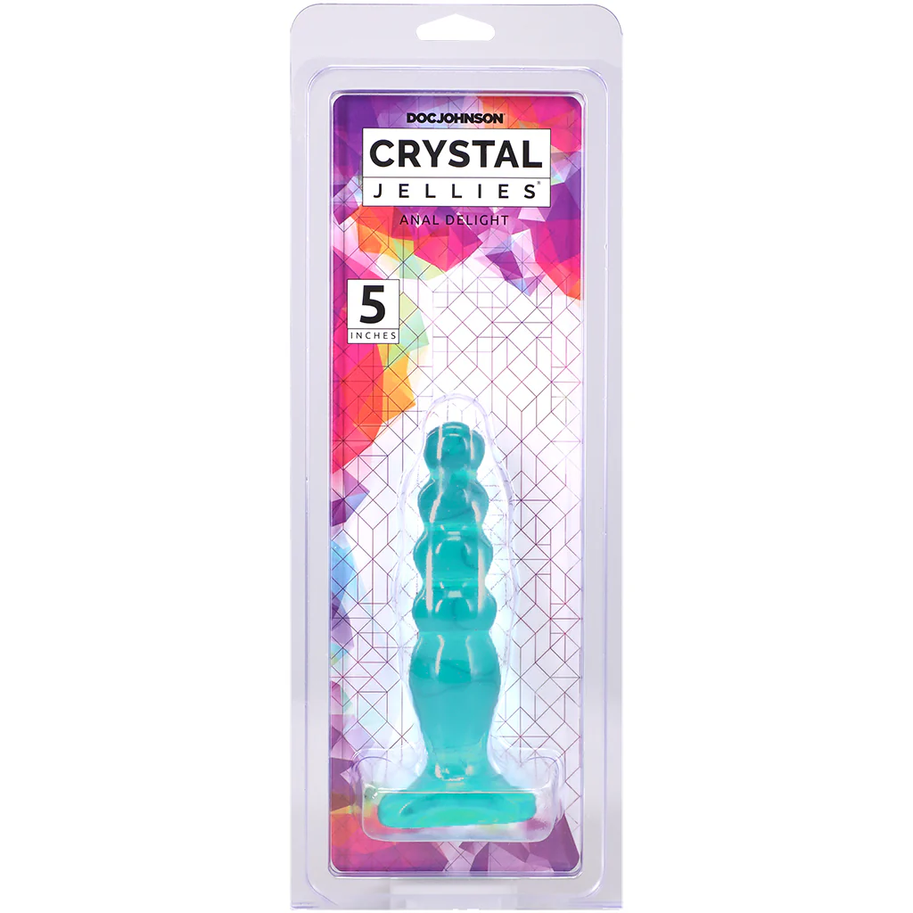 Crystal Jellies Beaded Anal Delight Dildo in Teal - Image 9