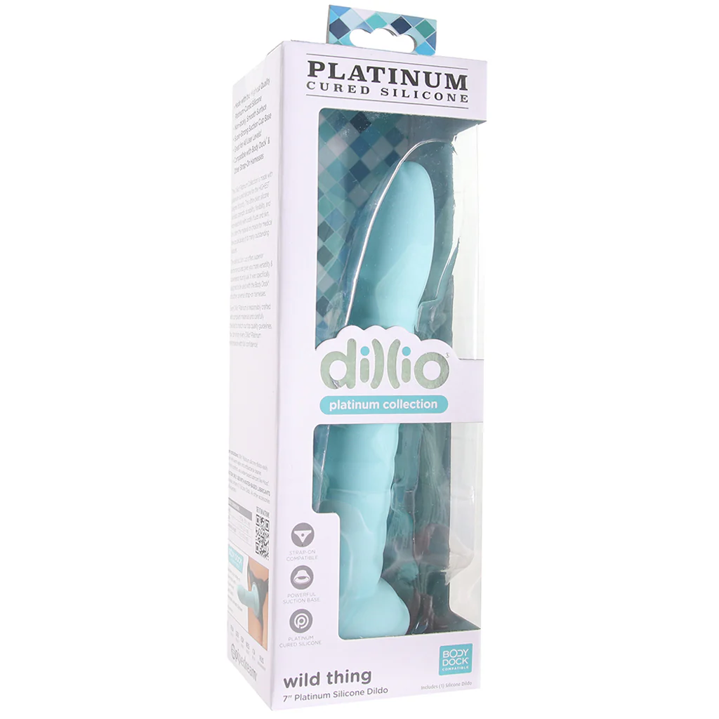 Dillio Platinum Wild Thing 7 Inch Dildo in Teal - Image 6