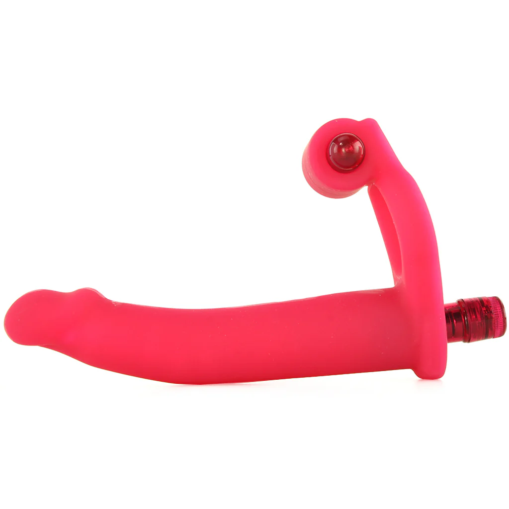 Double Penetrator Silicone Studmaker Cock Ring in Pink - Image 3