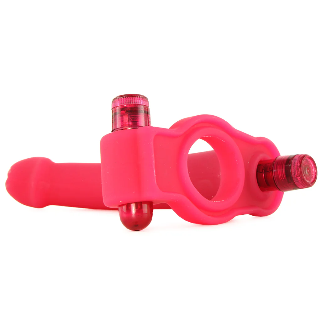 Double Penetrator Silicone Studmaker Cock Ring in Pink - Image 5
