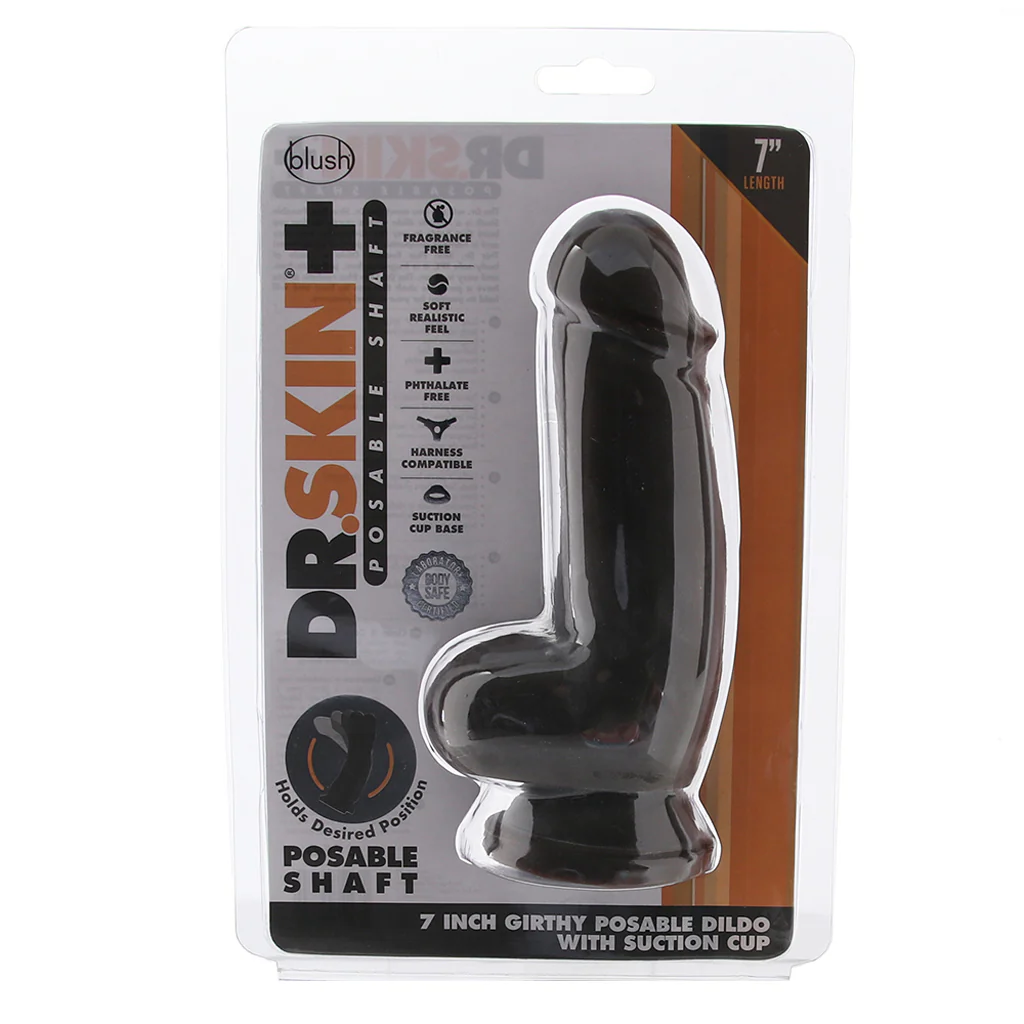 Dr. Skin Plus 7 Inch Girthy Poseable Dildo in Chocolate - Image 6