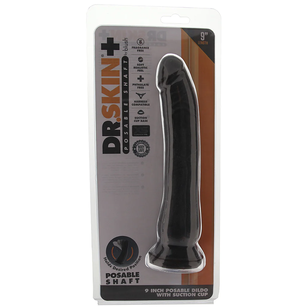 Dr. Skin Plus 9 Inch Posable Dildo in Black - Image 6