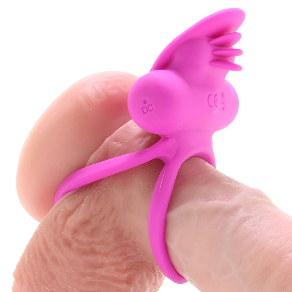 Dual Clit Flicker Vibrating Cock Ring in Pink - Image 2