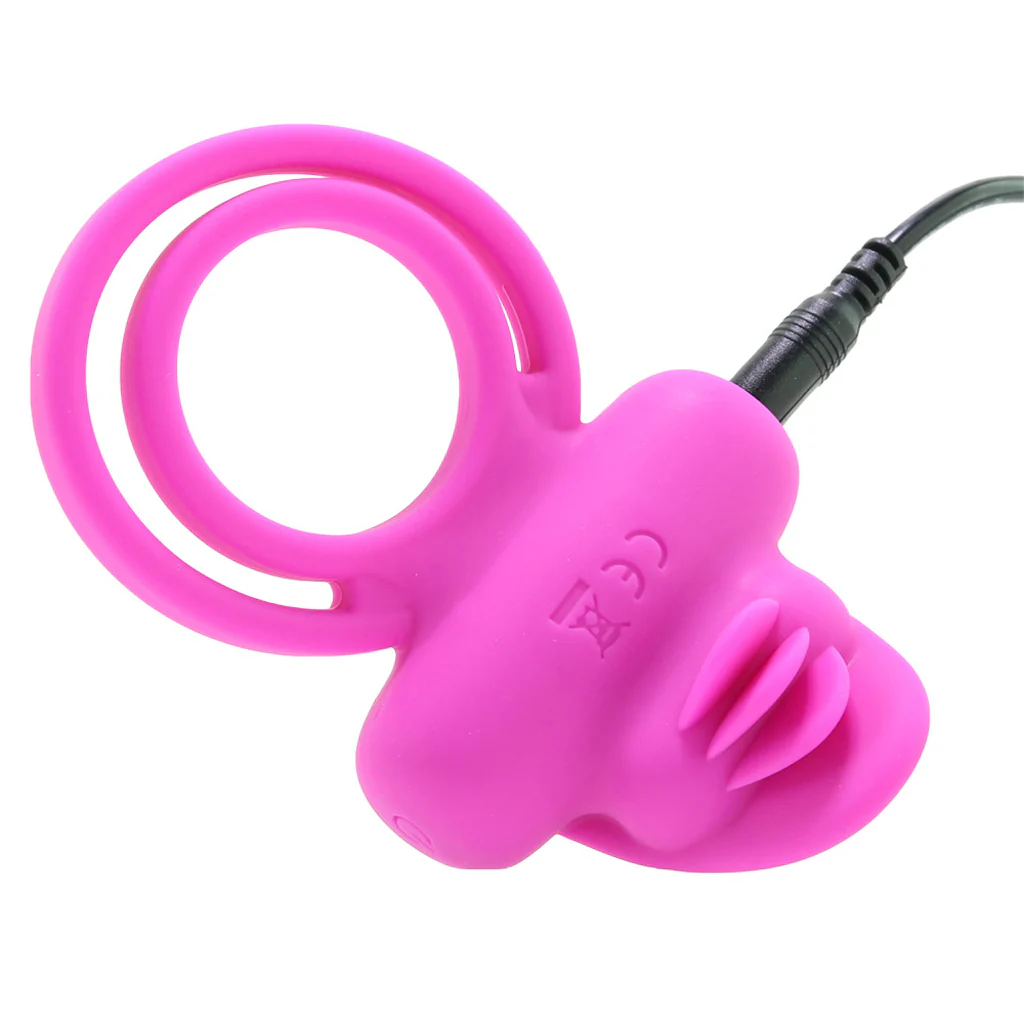 Dual Clit Flicker Vibrating Cock Ring in Pink - Image 3
