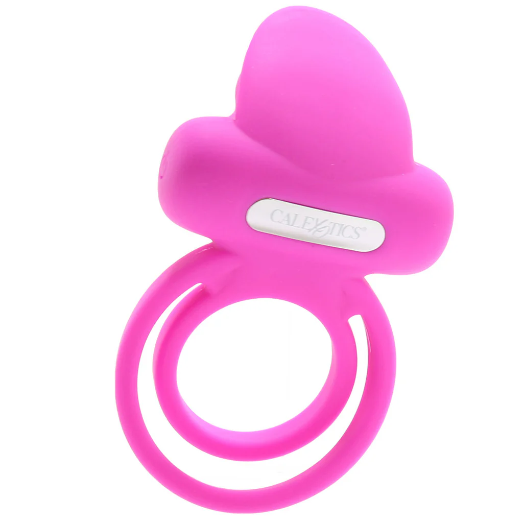 Dual Clit Flicker Vibrating Cock Ring in Pink - Image 5