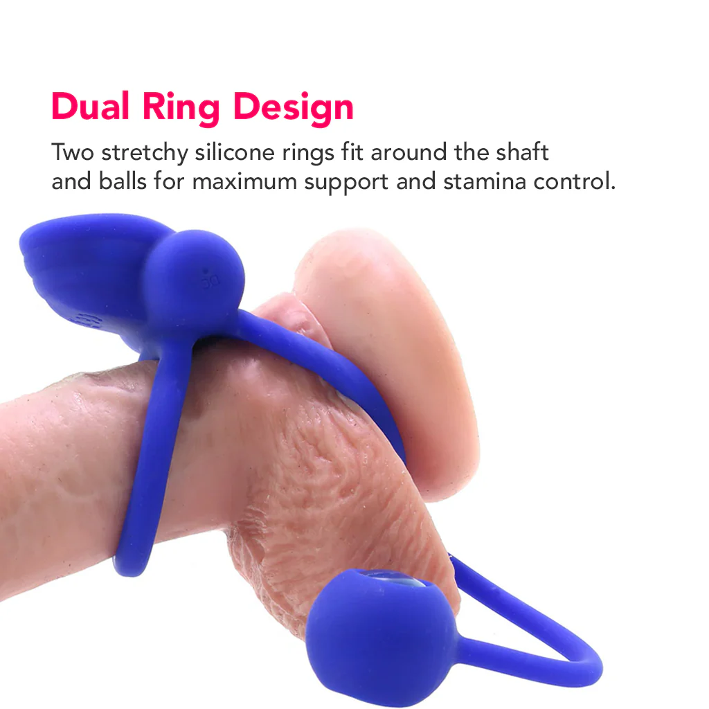Dual Rockin' Rim Enhancer Cock Ring in Blue - Image 2