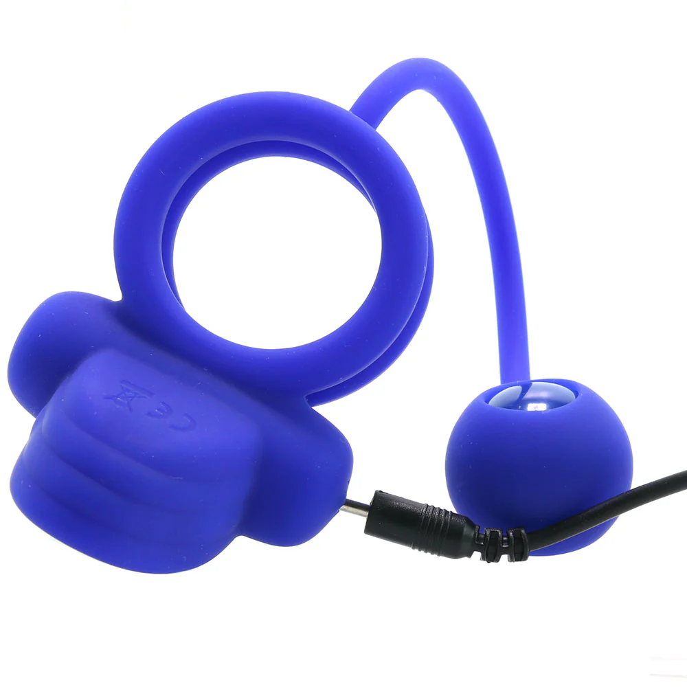 Dual Rockin' Rim Enhancer Cock Ring in Blue - Image 4