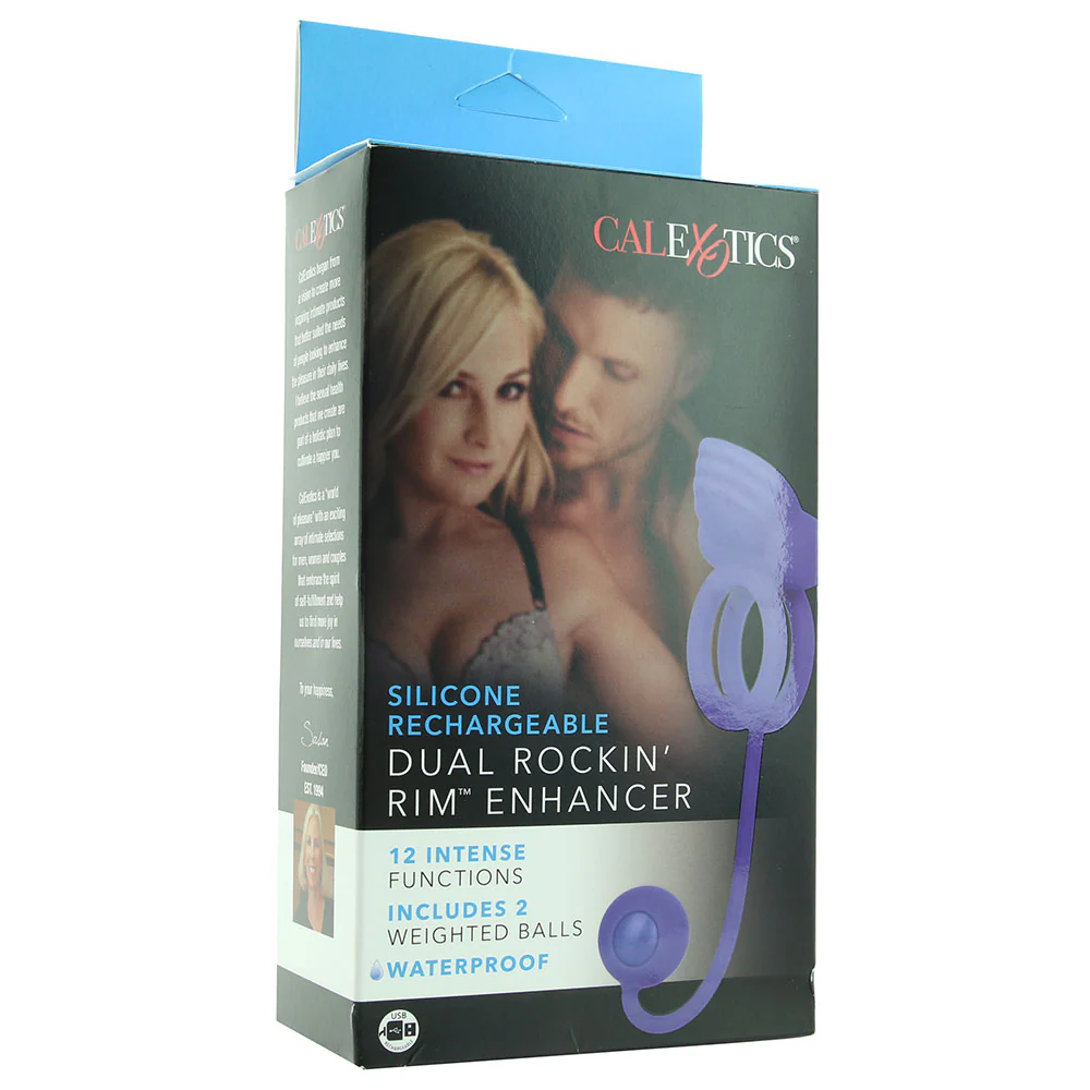 Dual Rockin' Rim Enhancer Cock Ring in Blue - Image 6