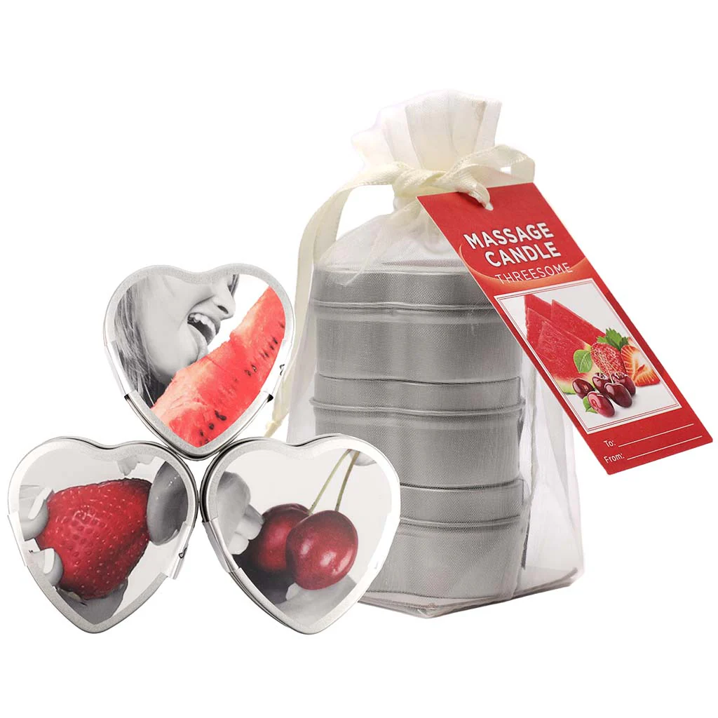 Threesome Edible Massage Candle Gift Set in Fruit Mix - Image 6
