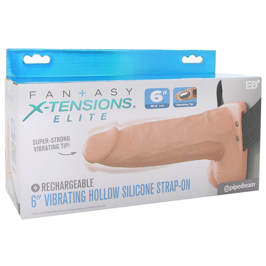 Fantasy X-tensions 6 Inch Hollow Strap-On Vibe in Light - Image 9