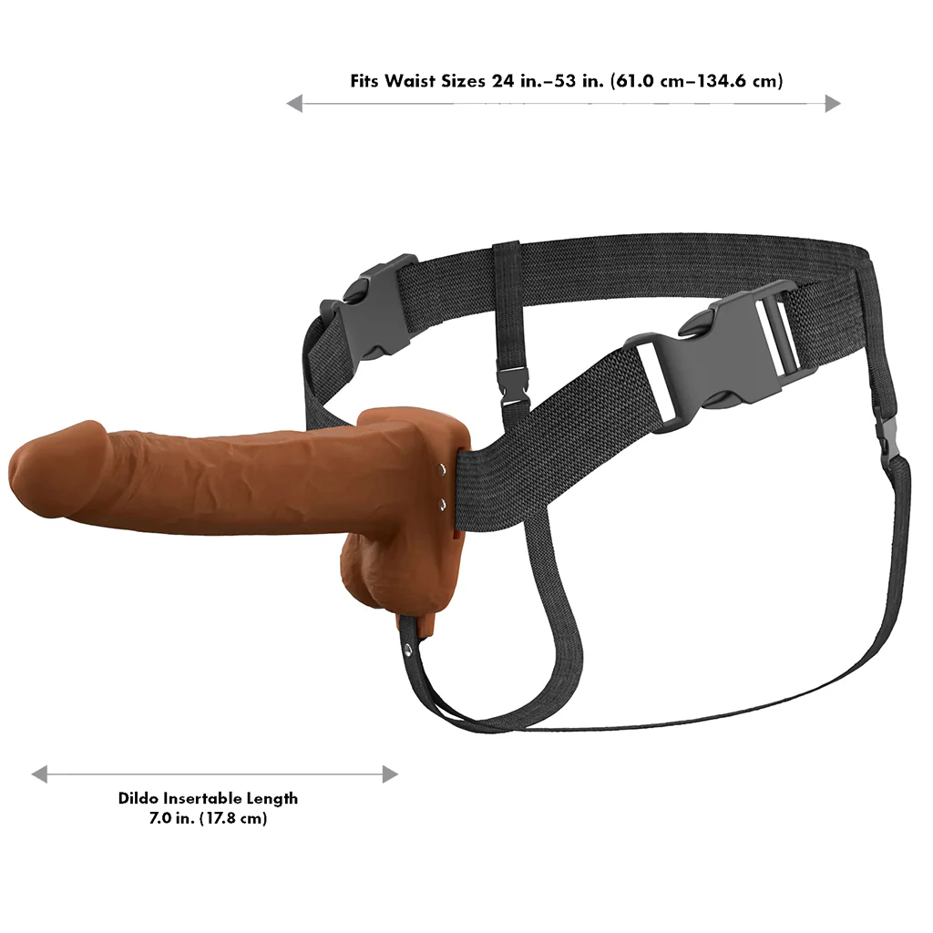 Fantasy X-tensions 7 Inch Hollow Strap-On Vibe in Brown - Image 8