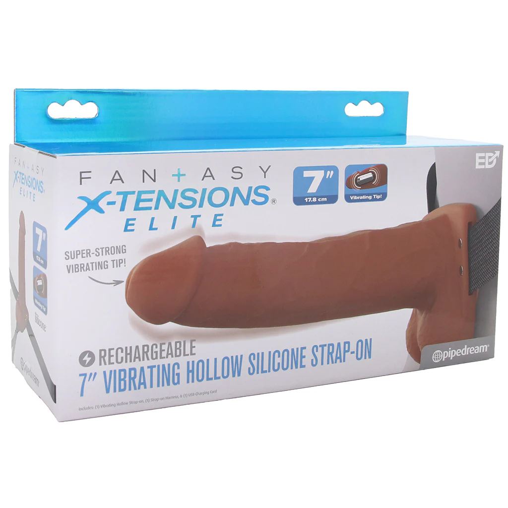 Fantasy X-tensions 7 Inch Hollow Strap-On Vibe in Brown - Image 9
