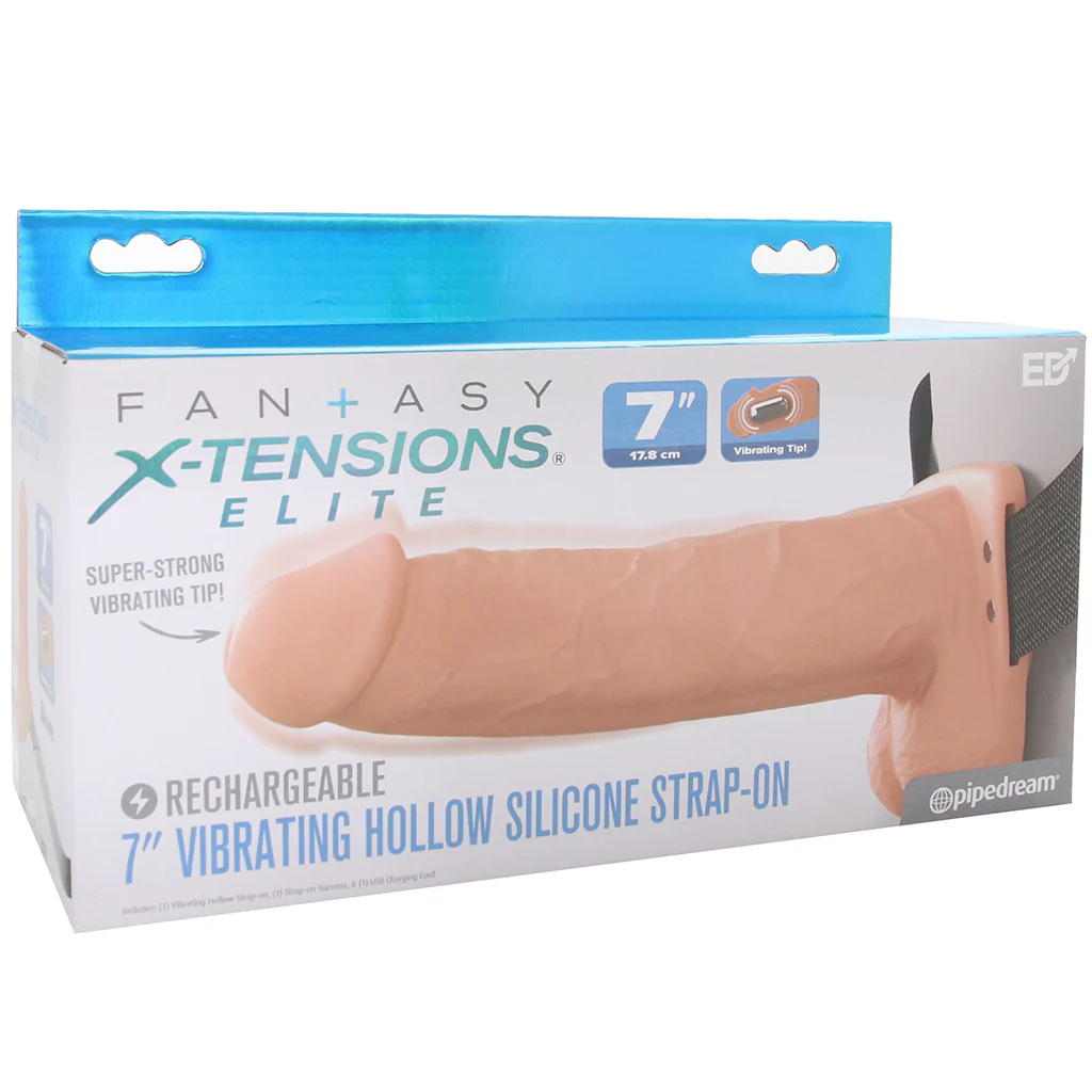 Fantasy X-tensions 7 Inch Hollow Strap-On Vibe in Light - Image 9