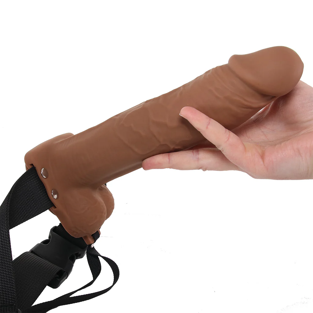 Fantasy X-tensions 8 Inch Hollow Strap-On Vibe in Brown - Image 4