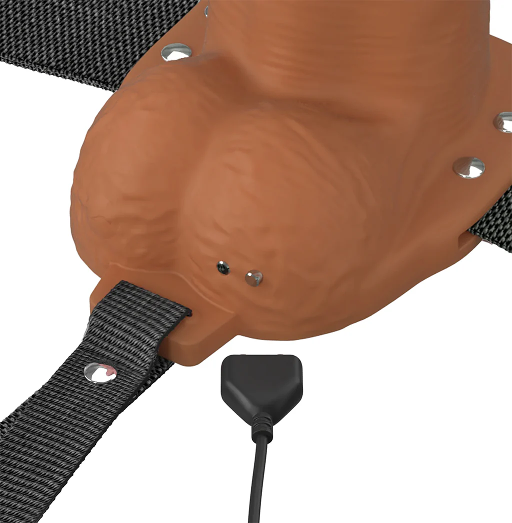 Fantasy X-tensions 8 Inch Hollow Strap-On Vibe in Brown - Image 7