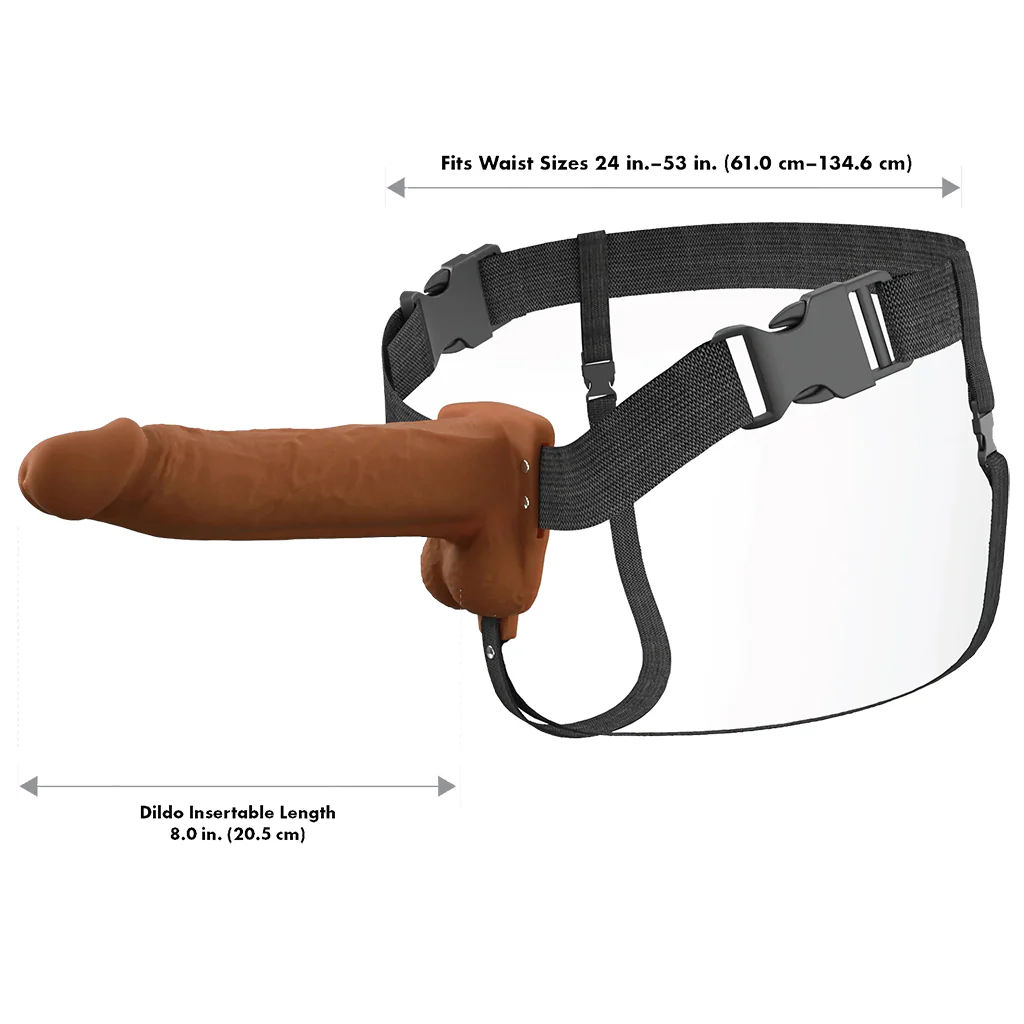 Fantasy X-tensions 8 Inch Hollow Strap-On Vibe in Brown - Image 8