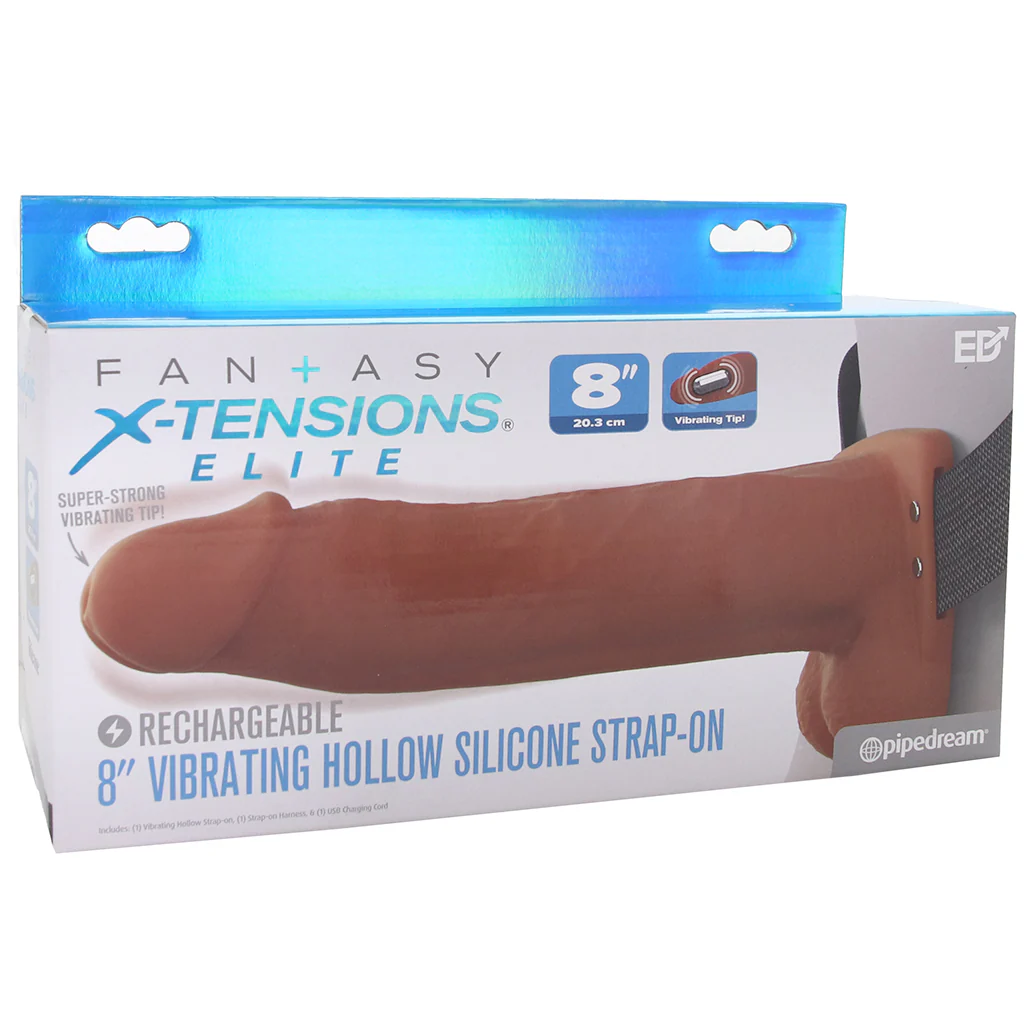 Fantasy X-tensions 8 Inch Hollow Strap-On Vibe in Brown - Image 9