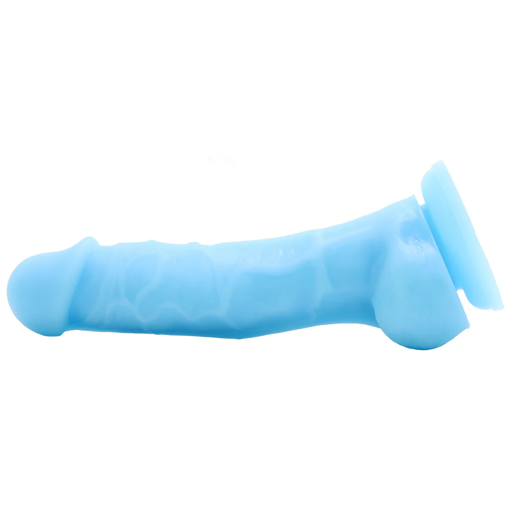 Firefly 5 Inch Pleasures Glowing Silicone Dildo in Blue - Image 3