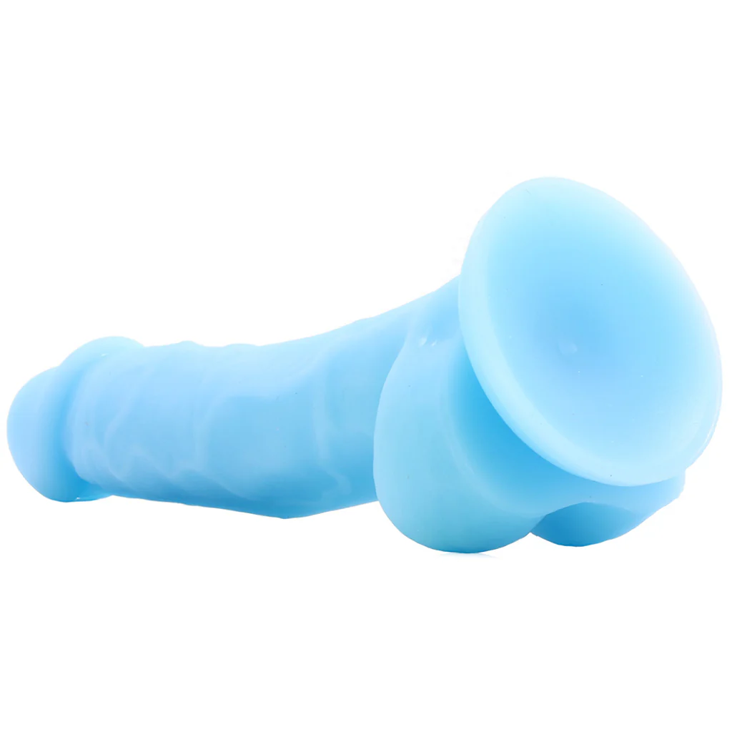 Firefly 5 Inch Pleasures Glowing Silicone Dildo in Blue - Image 5