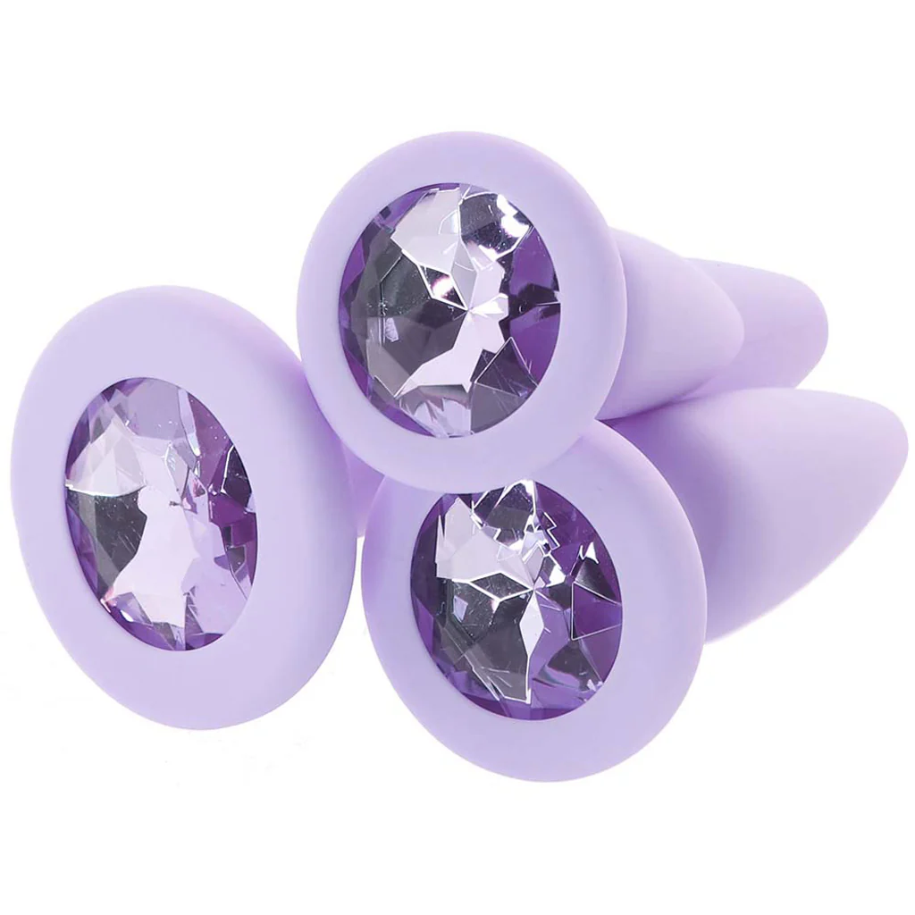 First Time Crystal Booty Anal Plug Set in Purple - Image 5