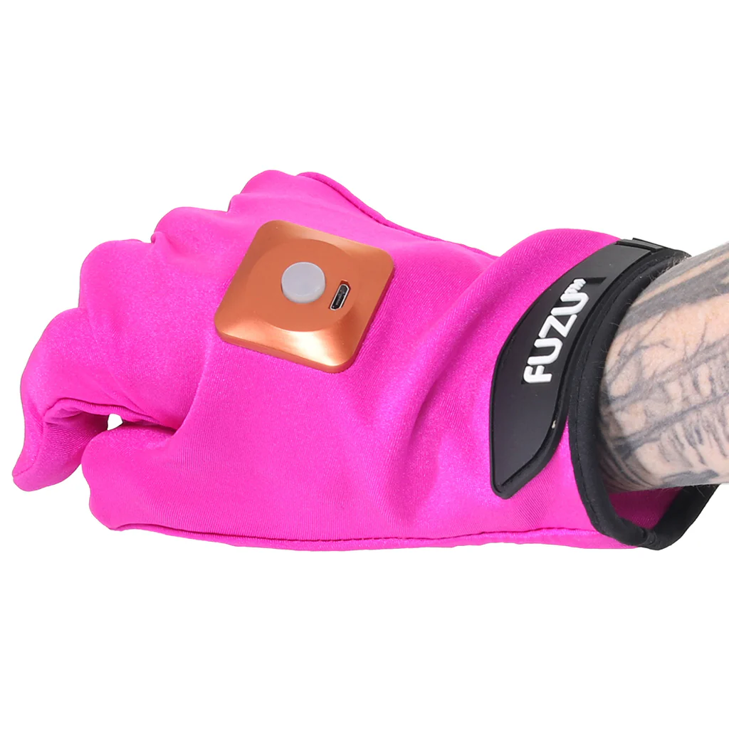 Fuzu Vibrating Small Massage Gloves in Pink - Image 5