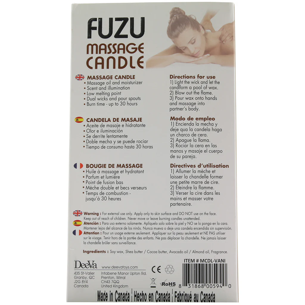 Fuzu Warm Vanilla Sugar Massage Candle in 4oz - Image 5
