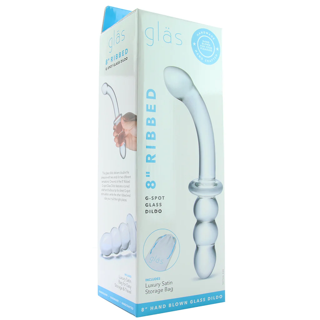 gläs 8 Inch Ribbed G-Spot Glass Dildo - Image 6