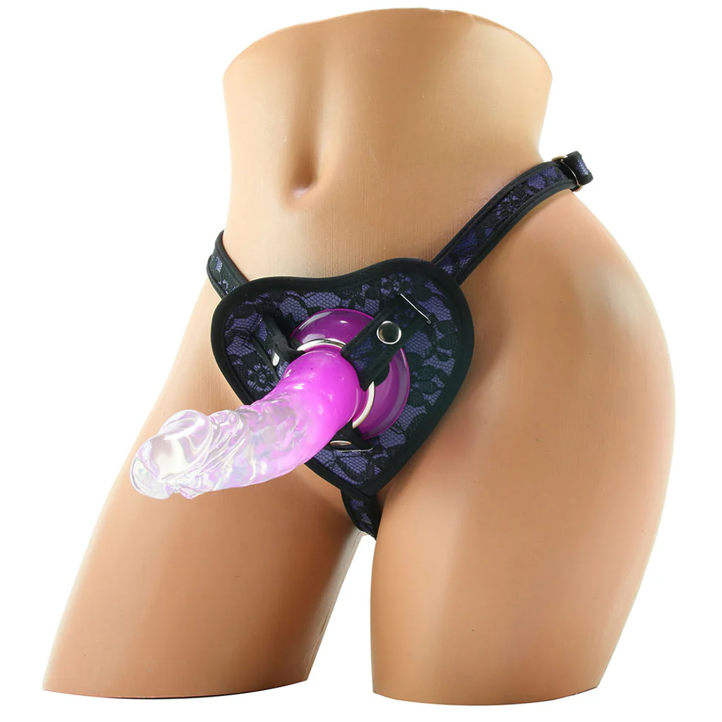 Heart-Throb Deluxe Harness Kit & Curved Dildo in Purple - Image 5