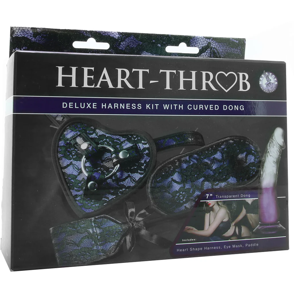 Heart-Throb Deluxe Harness Kit & Curved Dildo in Purple - Image 6