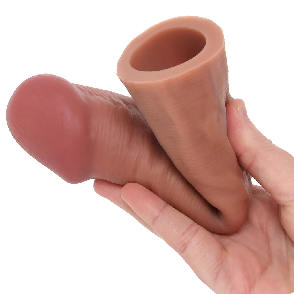 Jock 1.5 Inch Silicone Penis Extension in Tan - Image 7