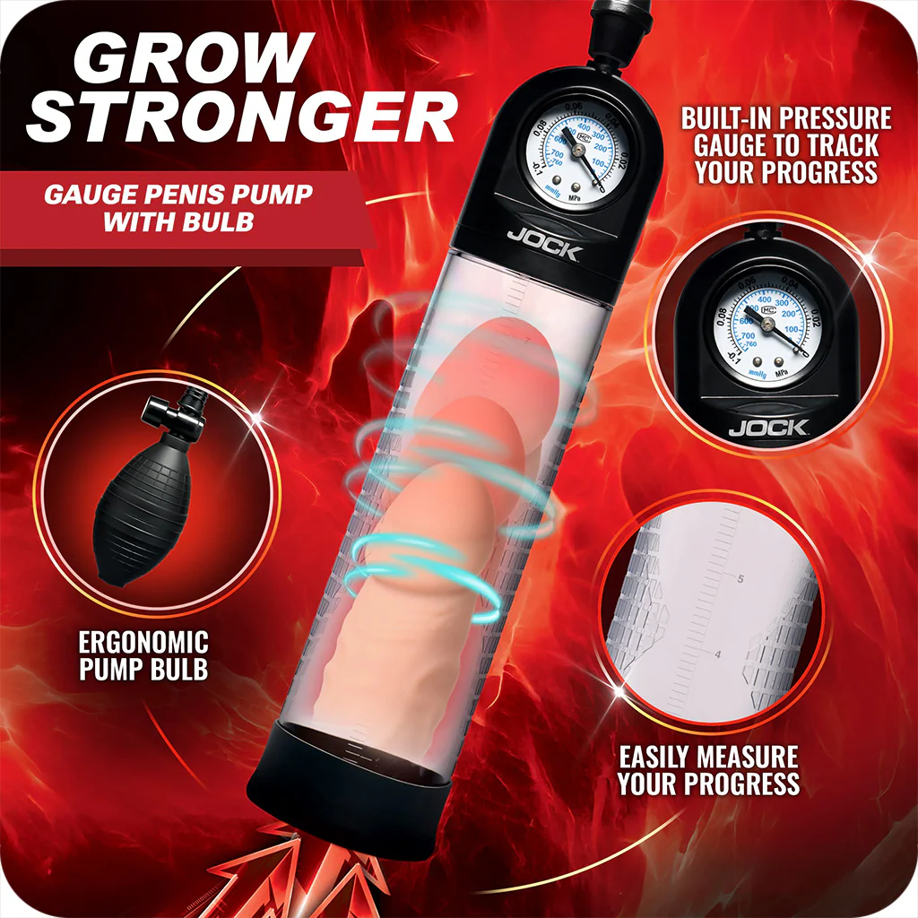 Jock Pump Up Bulb Penis Pump with Pressure Gauge - Image 8