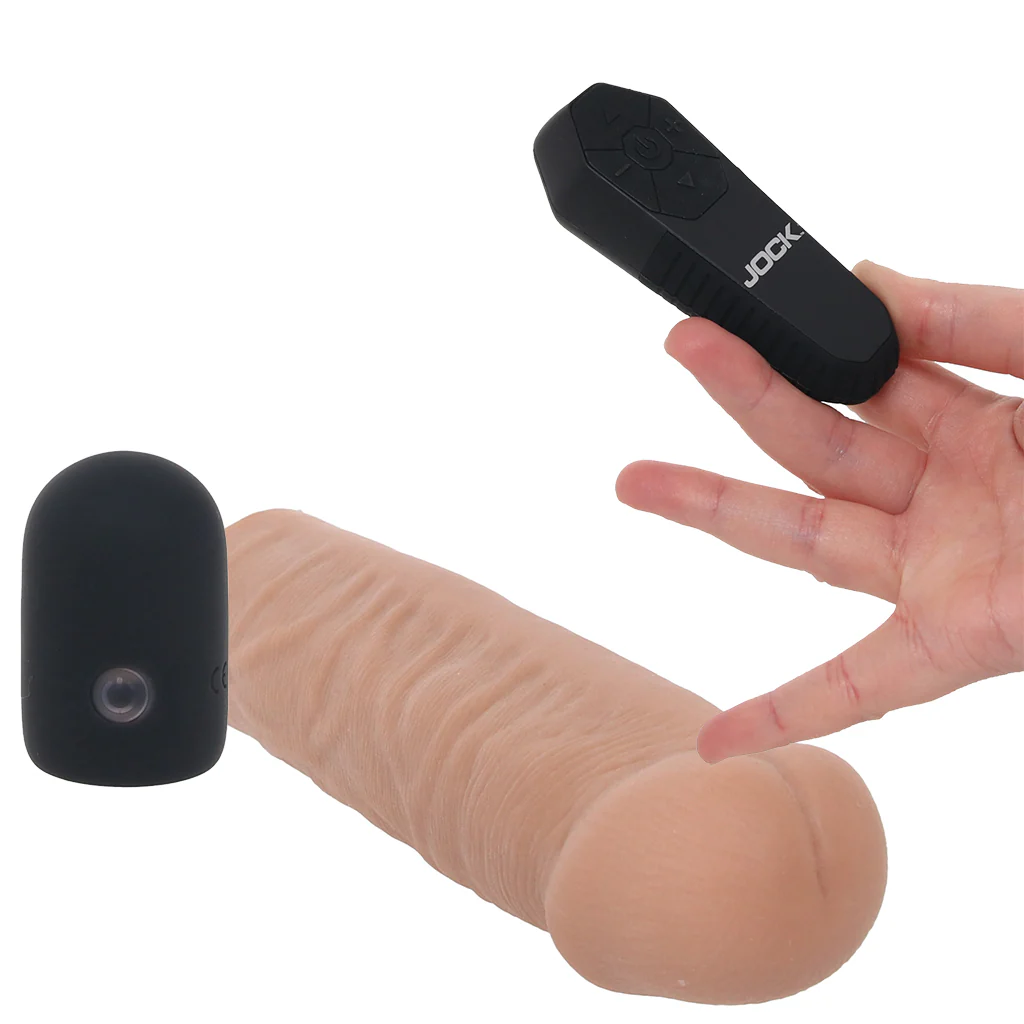 Jock Vibrating Realistic Penis Extender in Tan - Image 5