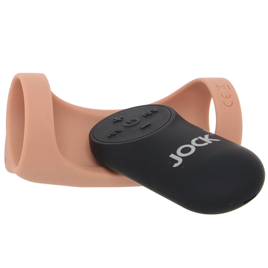 Jock Vibrating Silicone Penis Sleeve in Tan - Image 3