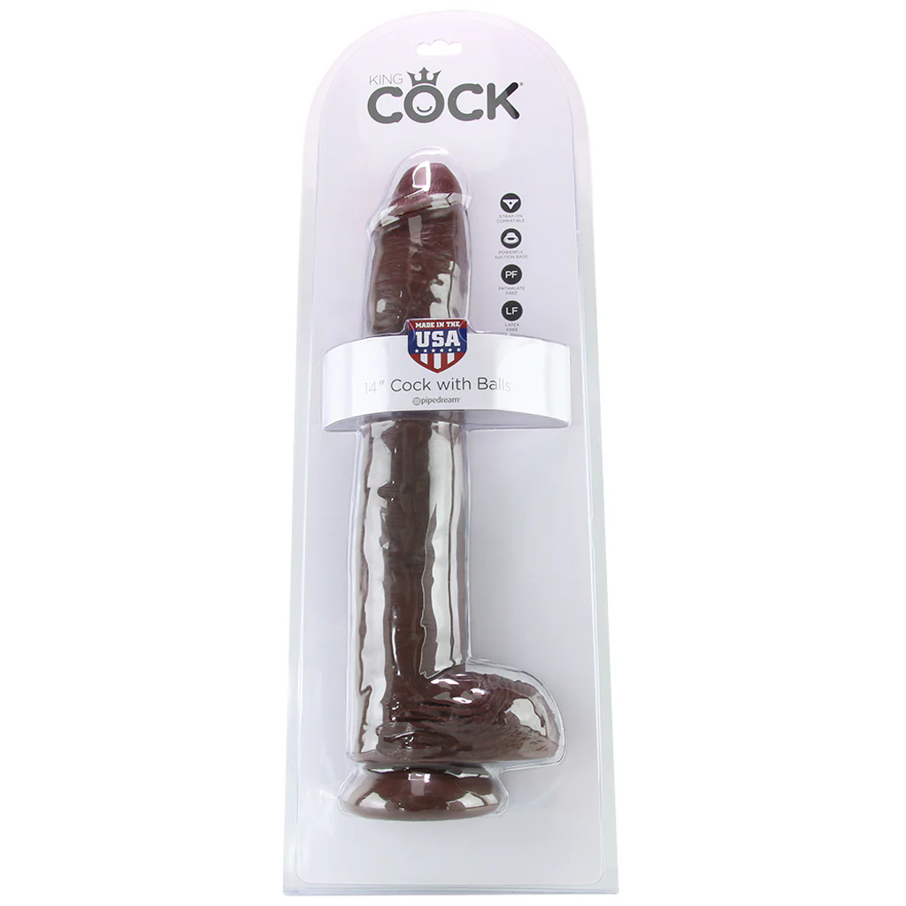 King Cock 14 Inch Cock with Balls in Chocolate - Image 6