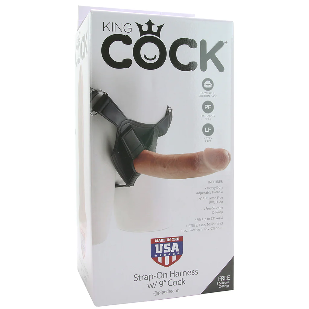 King Cock Harness with 9 Inch Cock in Tan - Image 6