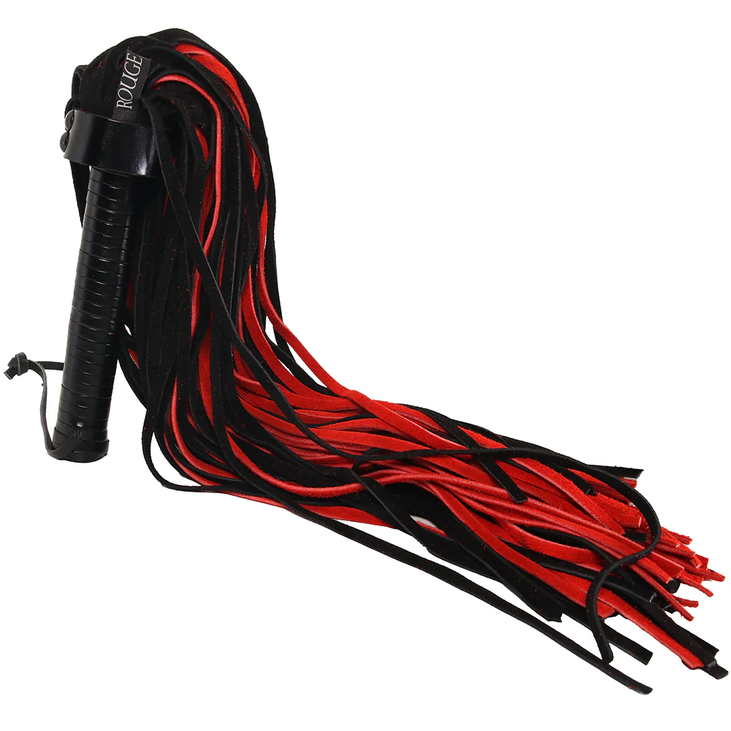 Long Suede Flogger in Black & Red - Image 2